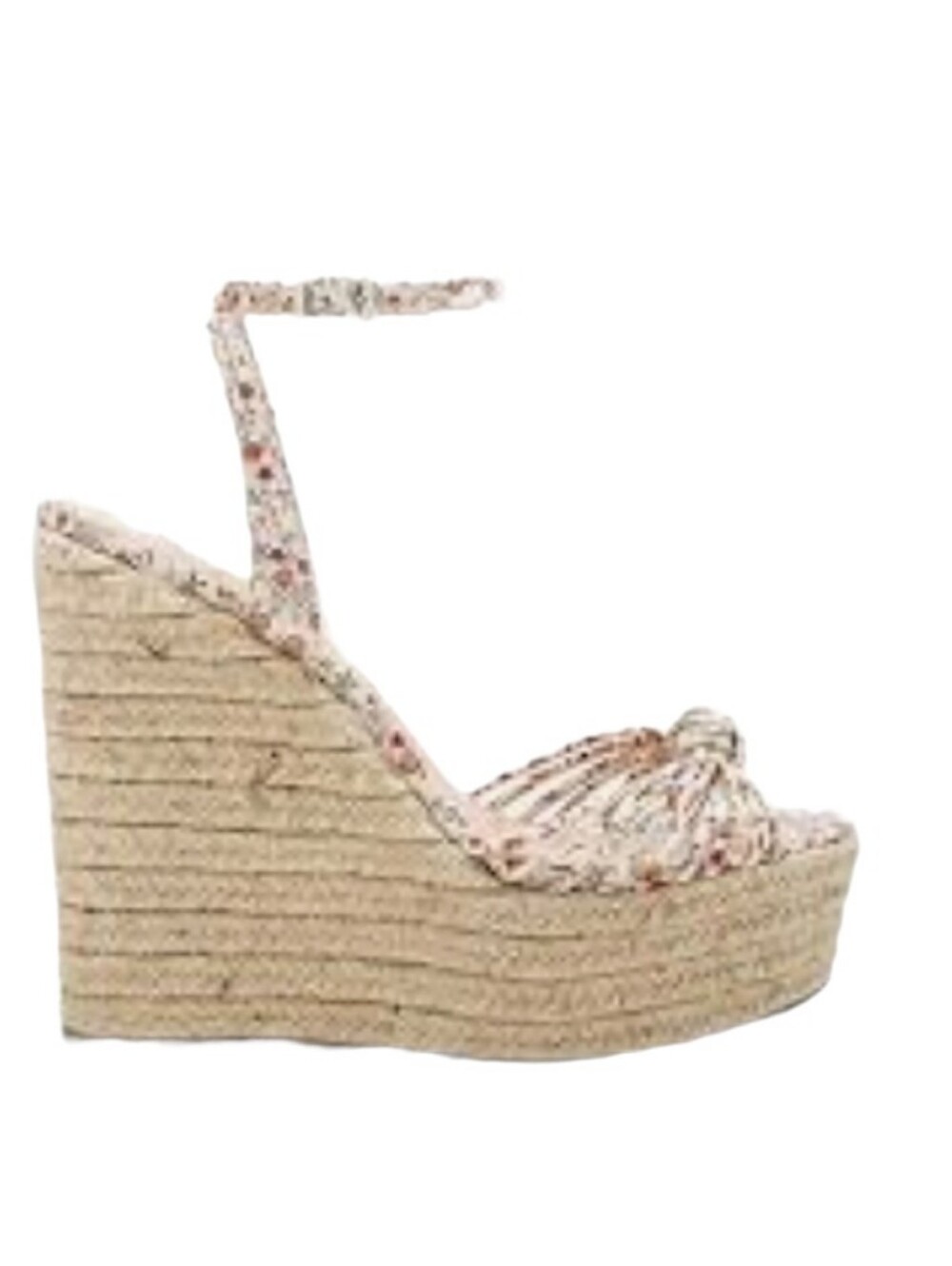 Schutz Gianne Natural Floral Leather Espadrille Platform Wedge Sandals 9.5 NWT